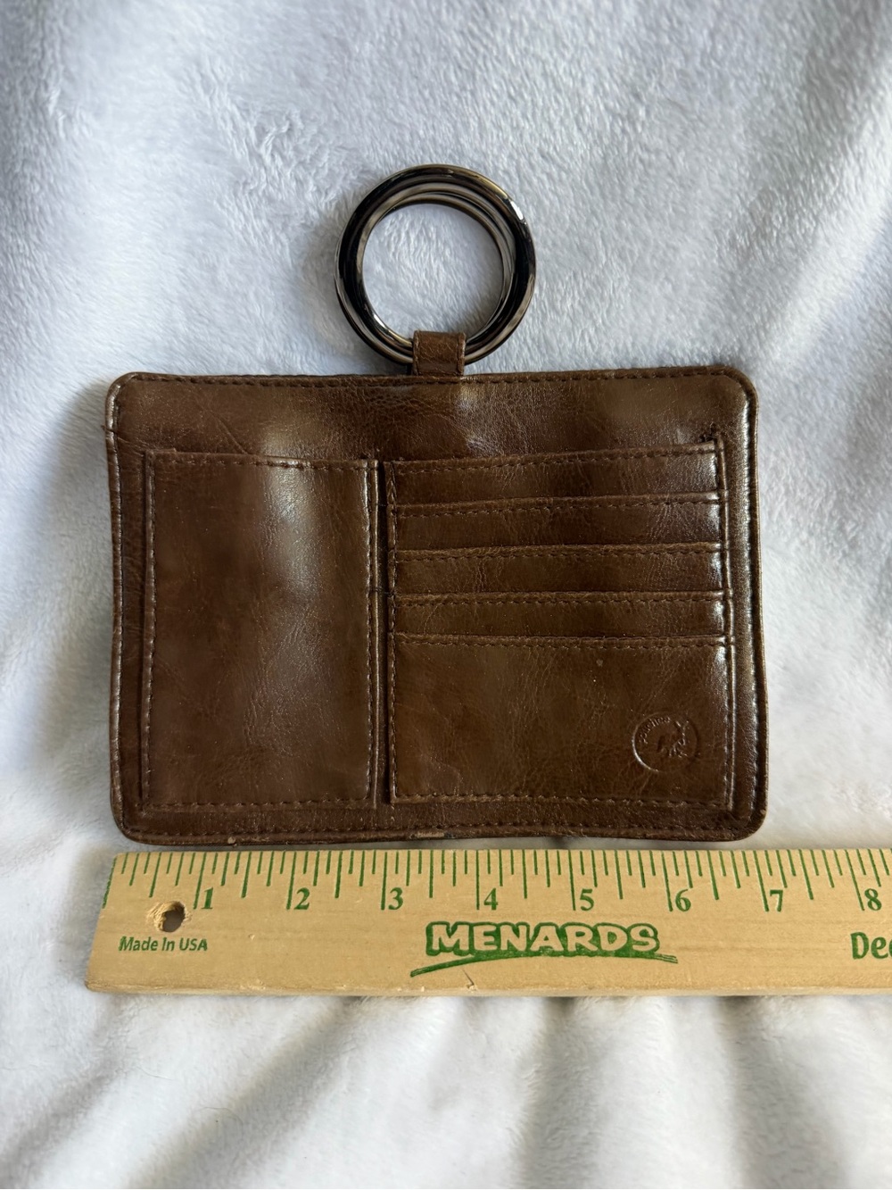Pouchee Brown Faux Leather Wallet Mini Organizer Bag with Key Ring